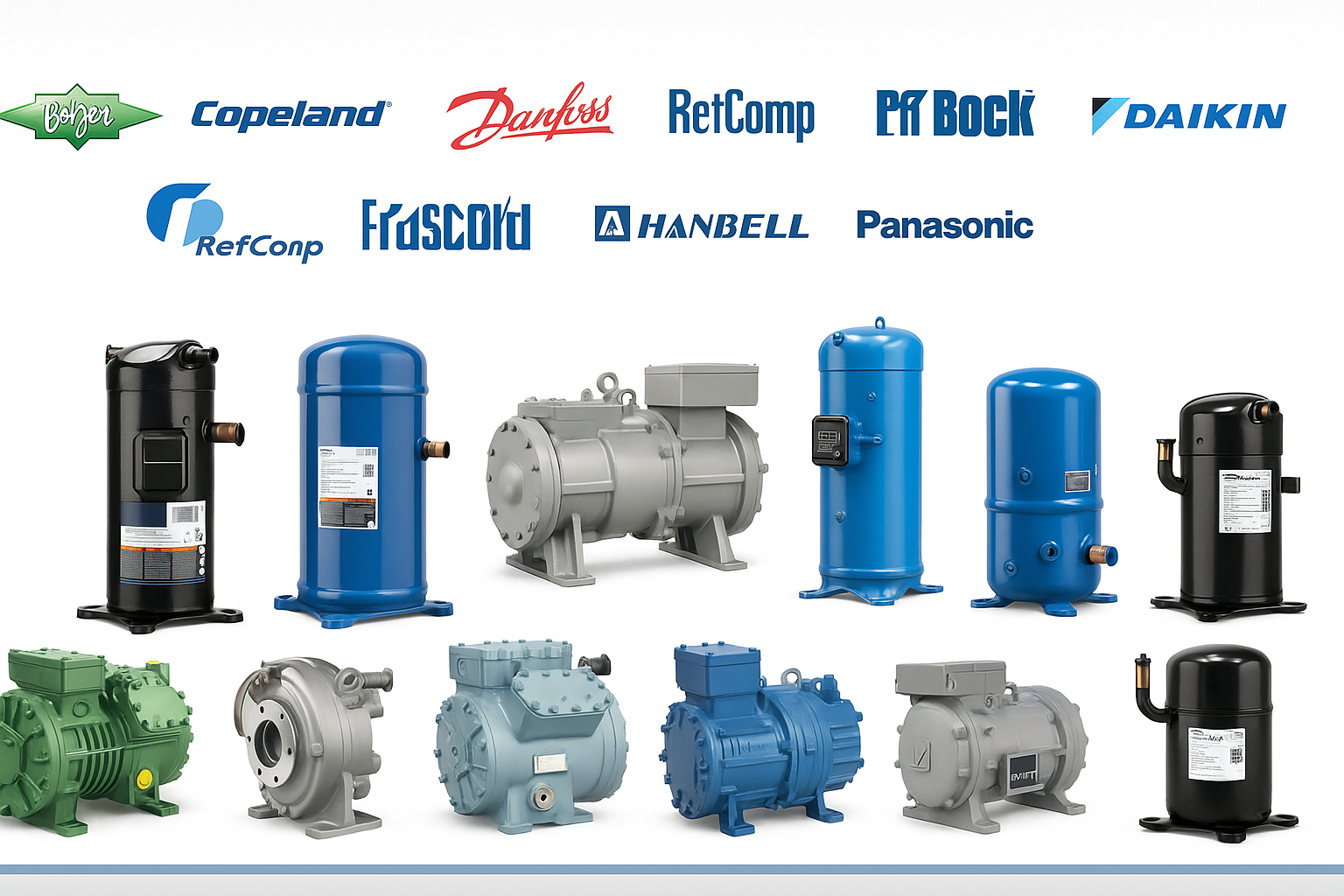 انواع کمپرسور های تهویه و  تبرید شرکت رادکو